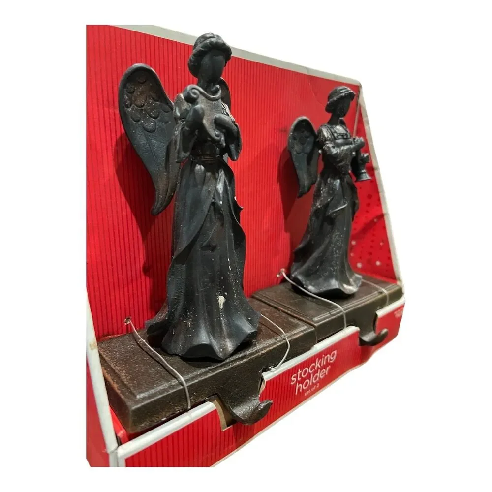 Target Set of 2 Angel Christmas Stocking Holders Coal Colored